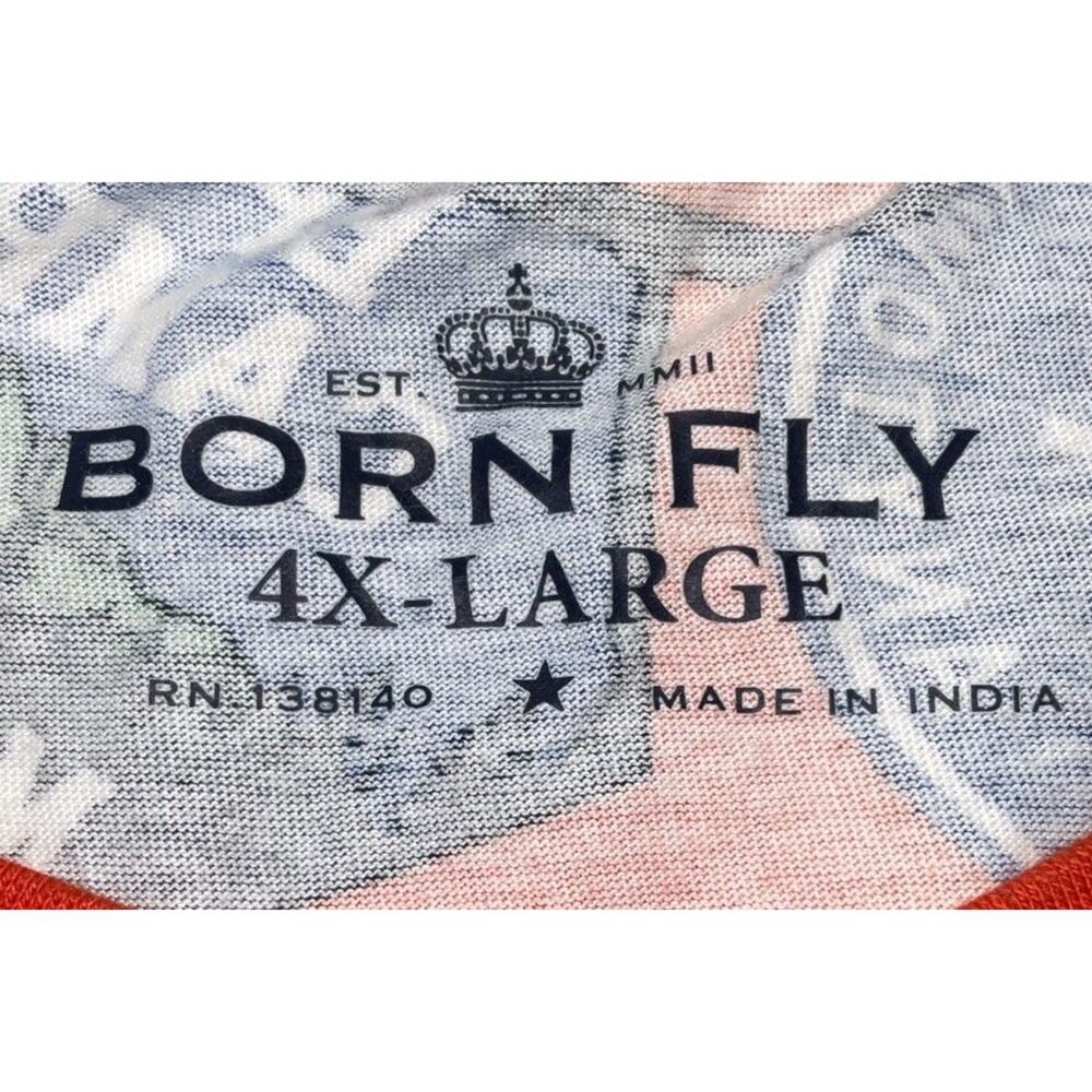 Men's Born Fly Red Multicolor Graphic Long Sleeve T Shirt - Size 4X - Picture 6 of 8